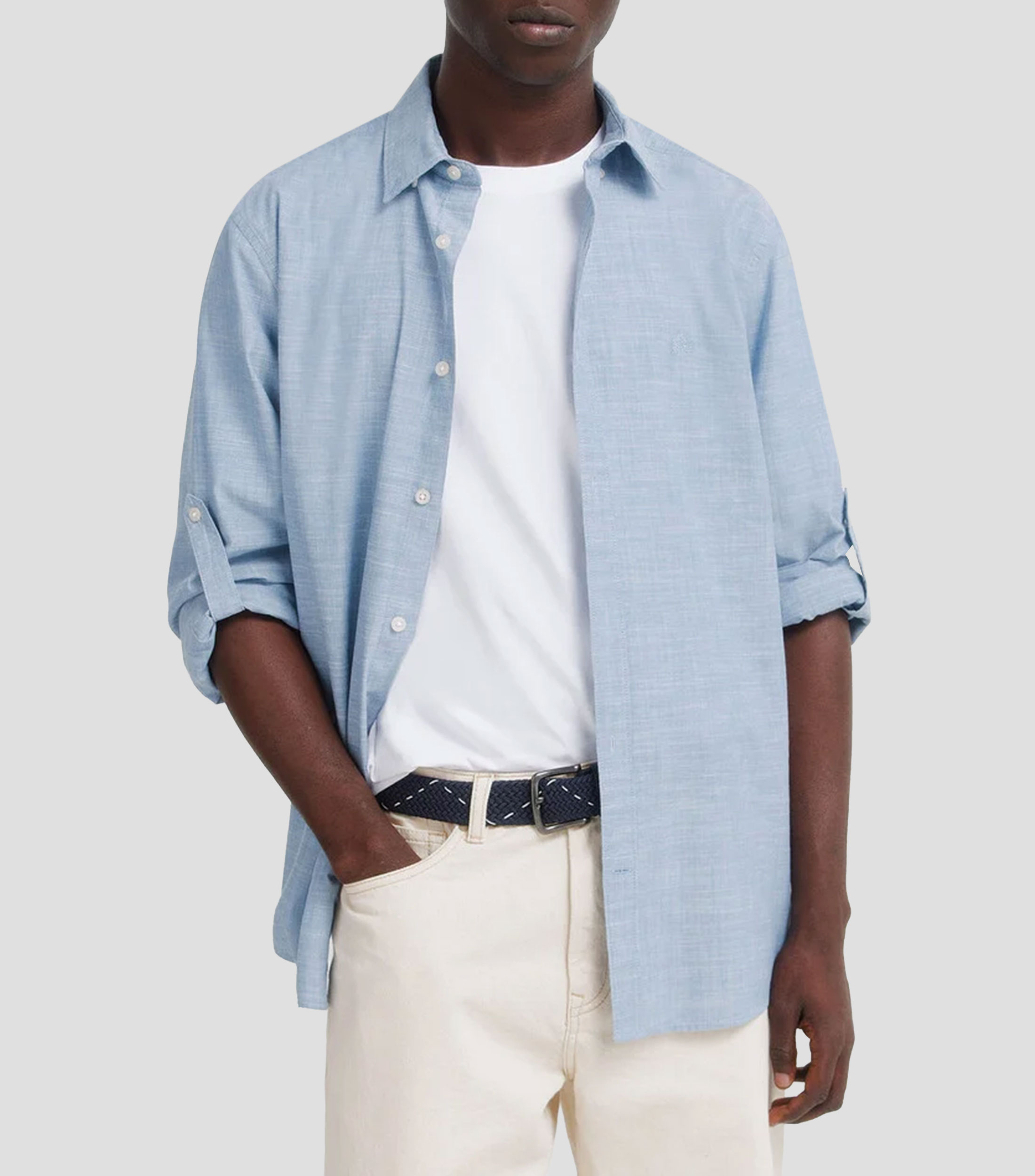 Camisa jaspeada manga larga Hombre